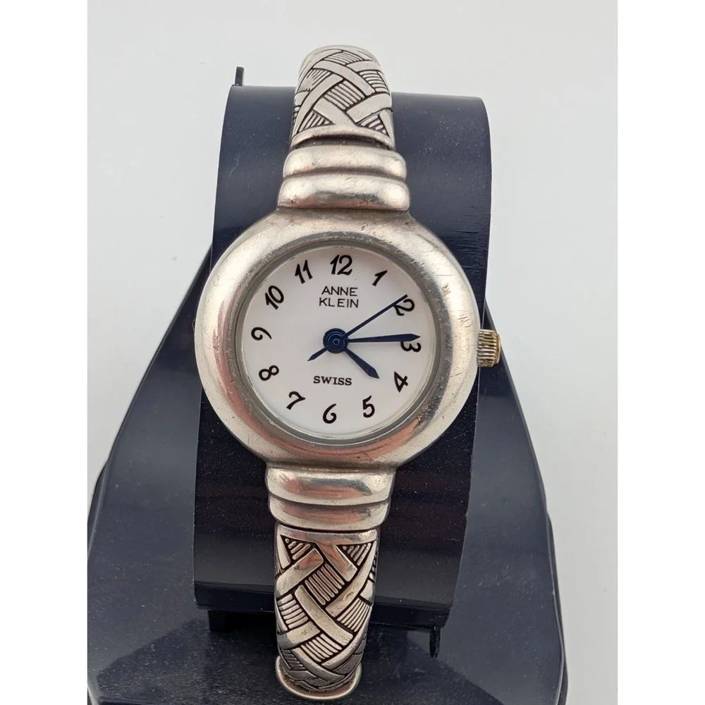 Anne Klein Watch 22mm Sterling Silver .925 Swiss Bangle 6.25